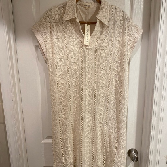 NWT Roolee Kristy Collared Lace Crochet Boho Dress - Large - Picture 2 of 2